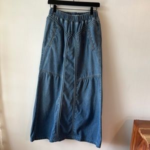 Madonna & Co Boho Maxi Jean Denim Skirt.  Size Small.
